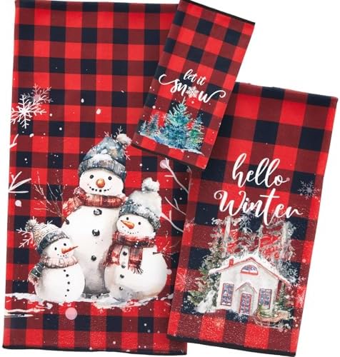 Peryiter 3 Pack Buffalo Decorative Bath Towel Set