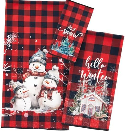 Peryiter 3 Pack Buffalo Decorative Bath Towel Set