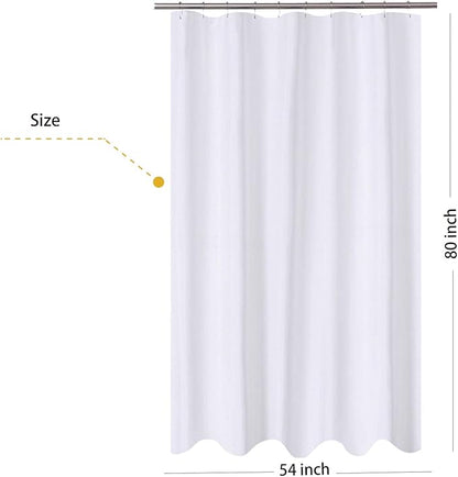 N&Y HOME Fabric Shower Curtain Liner Extra Long Stall Size 54 Width by 80 Length inches, Hotel Quality, Washable, White Bathroom Curtains with Grommets, 54x80