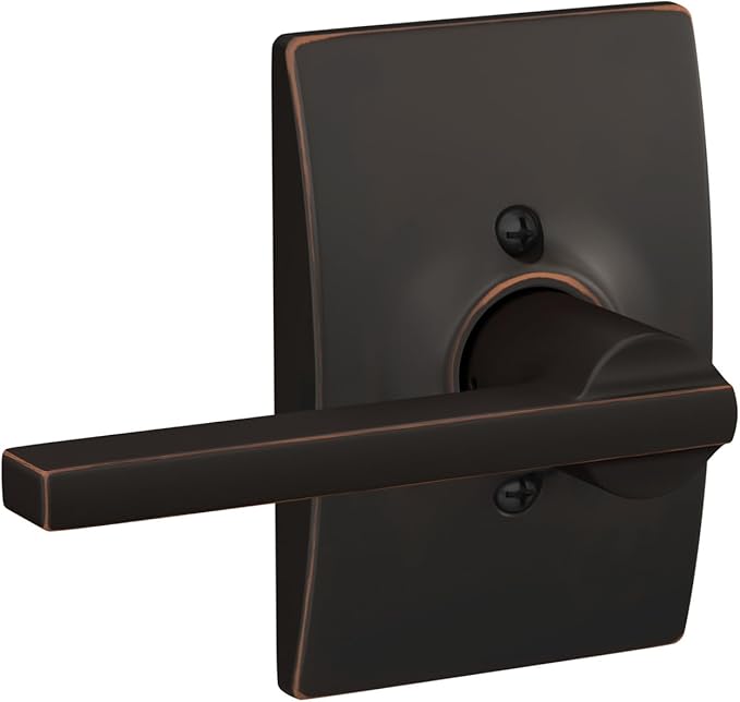 Schlage F170 LAT 716 CEN Latitude Door Lever with Century Trim, One Sided Non-Turning Dummy Door Handle, Aged Bronze