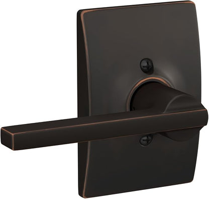 Schlage F170 LAT 716 CEN Latitude Door Lever with Century Trim, One Sided Non-Turning Dummy Door Handle, Aged Bronze