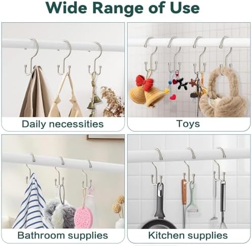 Goowin Shower Curtain Hooks, Shower Curtain Rings, Metal Shower Curtain Hangers Rust Proof, Double Glide Shower Rings for Curtain, Shower Hooks for Shower Curtain, Matte Nickel, 12 Pack-Cylinders