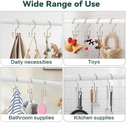 Goowin Shower Curtain Hooks, Shower Curtain Rings, Metal Shower Curtain Hangers Rust Proof, Double Glide Shower Rings for Curtain, Shower Hooks for Shower Curtain, Matte Nickel, 12 Pack-Cylinders