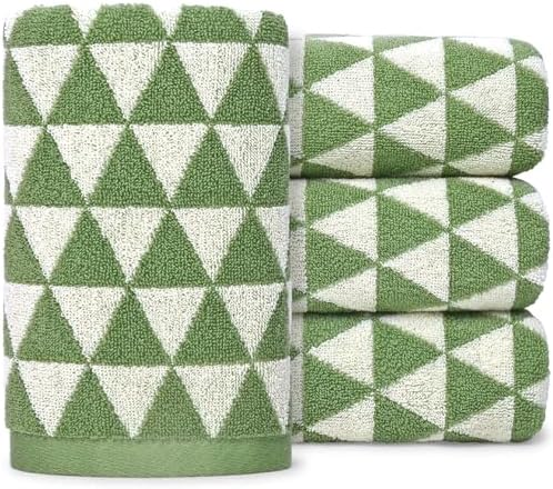 Jacquotha Hand Towels Green (Geometric Triangle)