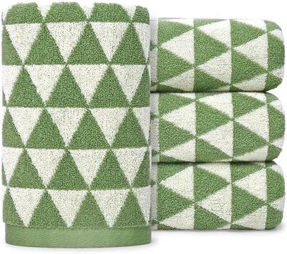 Jacquotha Hand Towels Green (Geometric Triangle)