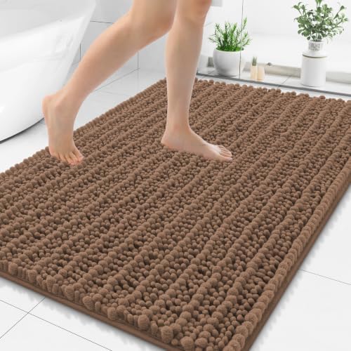 Smiry Bathroom Rugs 48X32, Extra Soft Rubber Backing Chenille Bath Mats