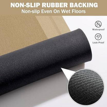 YDKGL Non Slip Bath Mat Thin Bathroom Rugs Fit Under Door Brown 20"x 32"