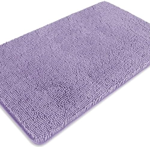 Lavender Bathroom Rugs – Absorbent and Washable Bath Mat, Non-Slip, Thick Soft Chenille Bath Rugs for Bathroom Floor, Shower, Sink - 26" x 44"