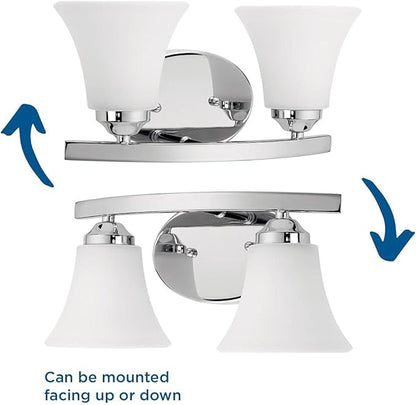 Progress Lighting P2009-15 Med Bath and Vanity Light, 2-100-watt, Polished Chrome