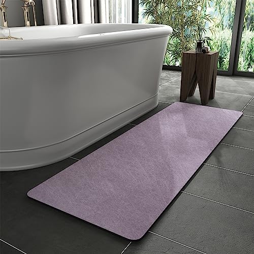 MontVoo -Bath Mat Rug-Rubber Backing Non Slip Quick Dry Absorbent Thin Bathroom Rugs Fit Under Door-Faux Suede Surface Bathroom Floor Mats-Shower Rug for in Front of Bathtub Shower Lavender 17"x59"