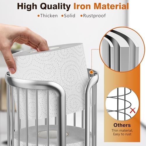 Toilet Paper Holder Stand, Freestanding Toilet Paper Storage,Silver
