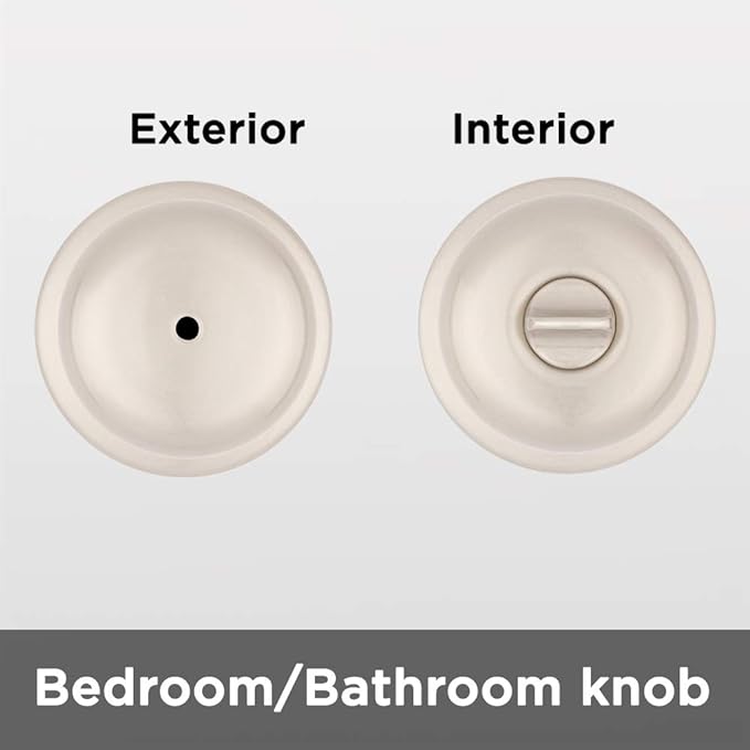 Kwikset Juno Interior Privacy Door Knob with Lock, Door Handle For Bathroom and Bedroom, Satin Nickel Keyless Turn Lock Doorknob, with Microban Protection