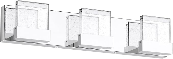 Bubble Vanity Lights, 3 Light Chrome Modern Crystal Vanity Lights for Bathroom 6000K