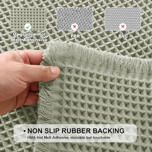 JIUZHEN Set of 2 Waffle Bath Mats Boho Bath Rugs 16x24&24x36, Sage Green
