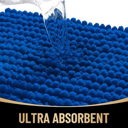 OLANLY Thick Chenille Absorbent Bathroom Rugs Mat 36x24, Royal Blue