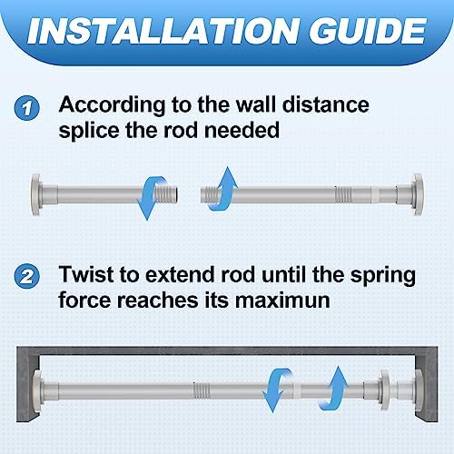 CorkLatta Silver Shower Curtain Rod 31 to 80 Inch,1 Inch Diameter Adjustable Spring Tension Stainless Steel Telescoping Rod,Easy Install,No Rust