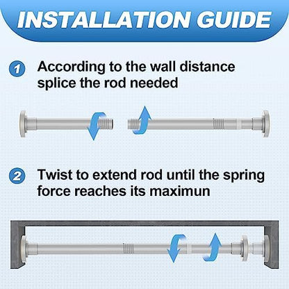 CorkLatta Silver Shower Curtain Rod 31 to 80 Inch,1 Inch Diameter Adjustable Spring Tension Stainless Steel Telescoping Rod,Easy Install,No Rust