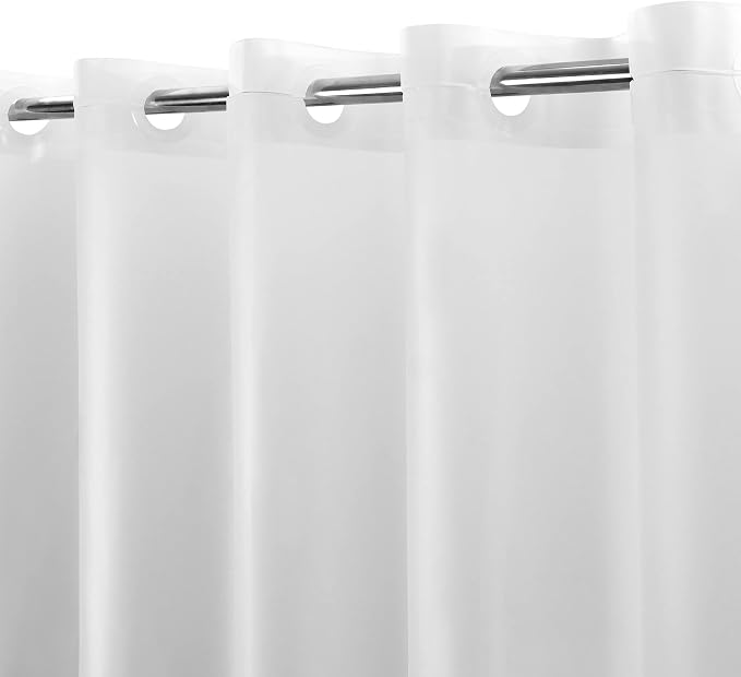 No Hook PEVA Shower Curtain or Liner, Standard Size 71 x 74, Frost | 8G Heavy Duty, Frosted Bathroom Shower Curtain, No Hooks Required, Waterproof Plastic & PVC Free