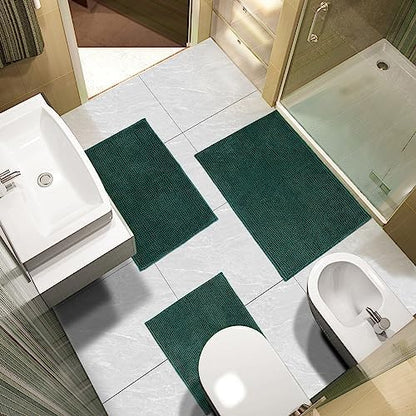Urvoix Bathroom Rugs Sets 3 piece, Non-Slip Chenille Bath Rug Set