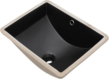 Sarlai Undermount Bathroom Sink - 21 x 15 inch Rectangular Vessel Sink Undermount Modern Ceramic Rectangle Vanity Sink Art Basin with Overflow, Interior Bowl Size 19-2/9" x 13-1/9"