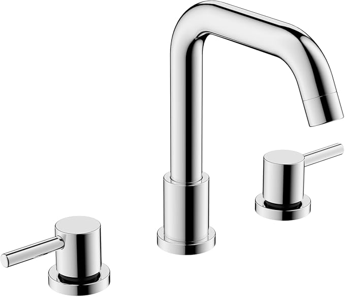 Two Handles Widespread 8 inch Bathroom Faucet,Split Lavatory Sink Faucet,Pop Up Drain,cUPC Supply Line,360°Swivel Spout,7-Shape Tube Chrome Plated