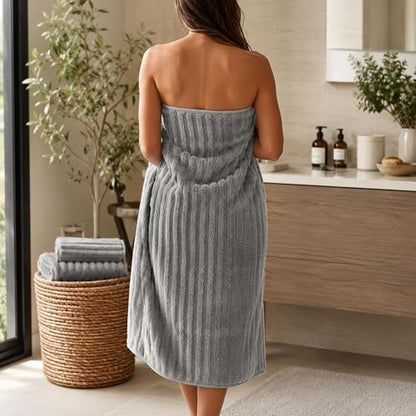 4 Piece Bath Towels, 30"x60" Microfiber Towels Set, Grey