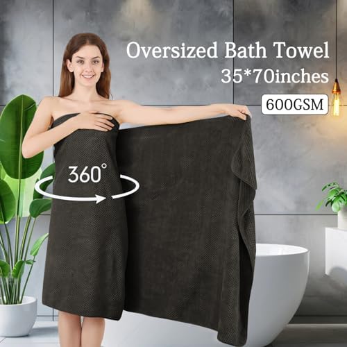 Extra Large Bath Towels Set 35x70 Inches - Dark Coffee Luxury 600 GSM Oversized Bath Sheet Towel,Ultra Soft Microfiber - Quick Dry,Highly Absorbent Shower Towels Spa Hotel Bathroom Towel Set (4-Pack)