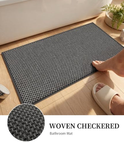 YIHOUSE Dark Grey Bathroom Rugs Sets 3 Pieces,Thin Bath Mat Quick Dry