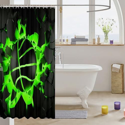 jejeloiu Basketball Bath Curtain Boys Girls 72"x72" Gaming Sports Shower Curtain for Kids Women Men Waterproof Green Ombre Bathroom Shower Curtain Set Gift for Basketball Lover