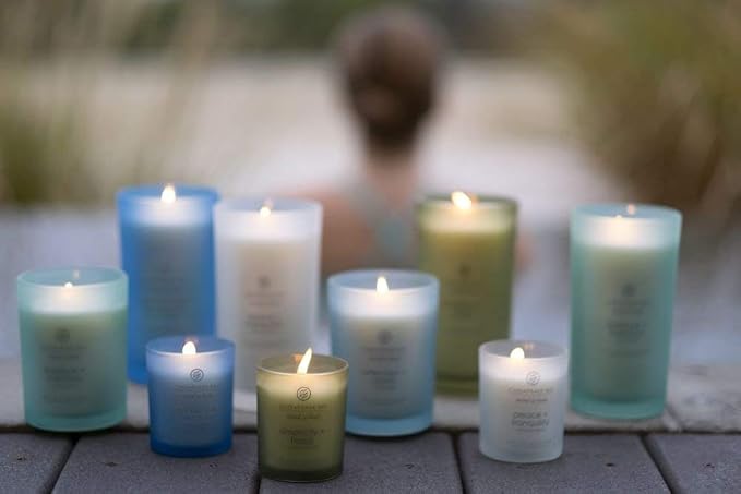 Chesapeake Bay Balance + Harmony Scented Candles Water Lily Pear Fragrance Medium Size Natural Soy Wax 50 Hours Burn Time, 8.8oz (Pack of 8)
