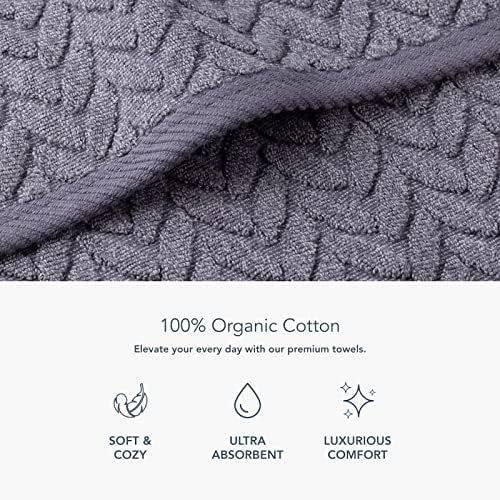 Texere 100% Organic Cotton Jacquard 650 GSM Premium Bath Towel Sets - Extra Absorbent Quick Dry and Plush (Cable, Excalibur, 2 Bath Towels)
