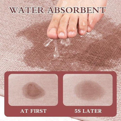 chakme Bathroom Rugs Mat 24x17, Ultra Thin Non Slip Bath Mat Small Quick Dry Absorbent Bath Mat for Bathroom Floor, (Pink, 24"x17")