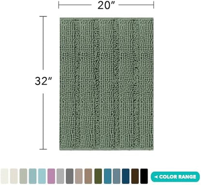 Turquoize Bathroom Rug 20"x32", Soft Absorbent Chenille Bath Rug, Green Bay