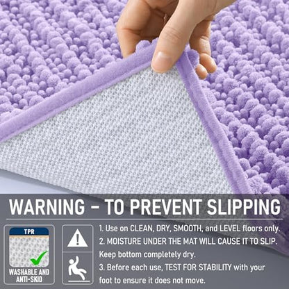 OLANLY Large Bathroom Rugs 59x35, Thick Soft Absorbent Chenille Bath Rugs