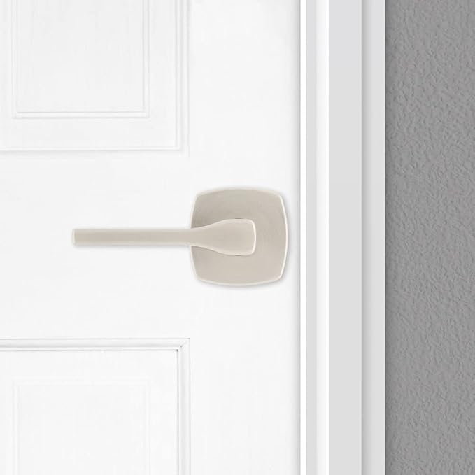 Kwikset Tripoli Lever Interior Passage Door Handle, Lever for Closet and Hallway Doors, Reversible Non-Locking Handle Lever, Satin Nickel, with Microban Protection (Pack of 4)
