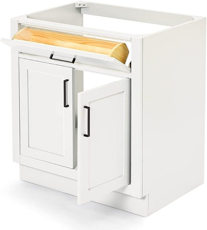 ARIEL Hepburn 30-inch Bathroom Vanity Base Cabinet,Solid Wood, 2 Soft Closing Doors, 1 Dovetail Drawers, White