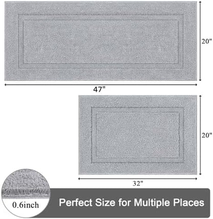 SHACOS Soft Microfiber Bathroom Rugs Set of 2 Pieces, Light Grey