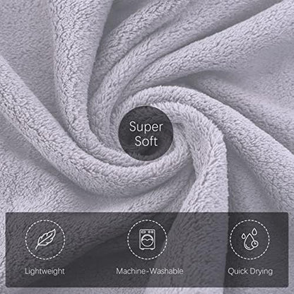 TENSTARS Silk Hemming Bath Towels for Bathroom Clearance - 27 x 55 inches - Light Thin Quick Drying - Soft Microfiber Absorbent Towel for Bath Fitness, Sports, Yoga, Travel, Gym - 2 Pack, Light Grey