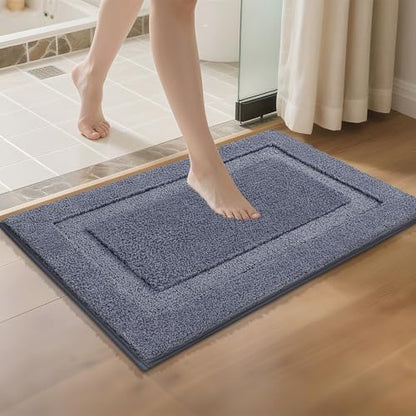 SHACOS Soft Microfiber Bathroom Rugs Set of 2 Pieces, Dark Grey