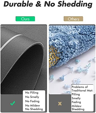 MontVoo Bath Mat - Non Slip, Quick Dry, Stain Resistant Bath Mat Rug for Bathroom Floor - Easy Care Shower Rug for Outside Bathtub - 17"x27" Darkgrey