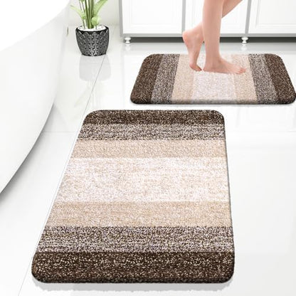 OLANLY Micorfiber Bathroom Rug Set 2 Piece, 30"x20"+24"x16"