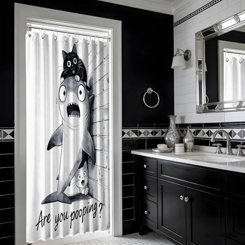 Small Stall Shower Curtain Rv Black Cat, 36 x 72 Inchs
