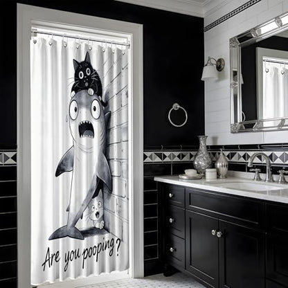Small Stall Shower Curtain Rv Black Cat, 36 x 72 Inchs