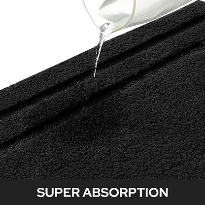 HOMEIDEAS Bathroom Rugs Sets 2 Piece, Super Soft Non Slip Bath Mat Black