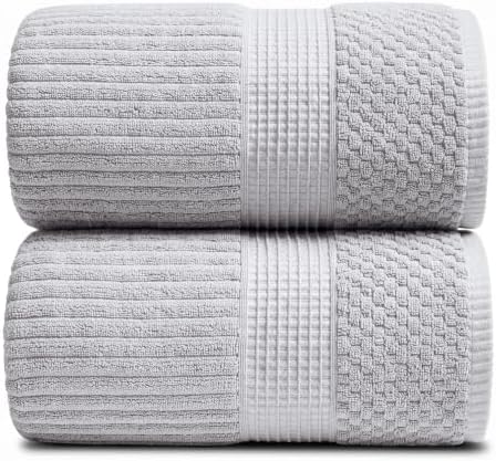 Springtree Home Oversized Bath Towel Set | 2-Pack | 100% Cotton | Grey