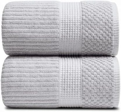 Springtree Home Oversized Bath Towel Set | 2-Pack | 100% Cotton | Grey