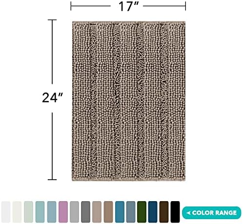 Turquoize Small Bathroom Rug 17x24, Soft Chenille Bath Rug, Taupe Brown