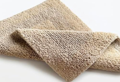 KEMA Soft 100% Cotton Linen Bath Mat 17"x24" - Regular Use Rectangular Spa Mat Rug Plush Water Absorbent, Decorative Border for Bathroom Vanity, Bathtub/Shower - Machine Washable - 1 Pack