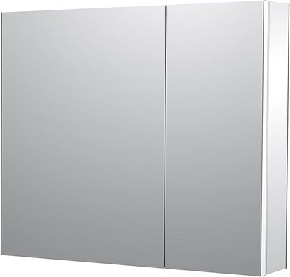 Sunrosa Medicine Cabinet with Mirror, 36" W x 31.5" H, 2 Asymmetrical Doors, Wall-Mounted & Recessed Bathroom Medicine Cabinet with Tempered Glass Mirror