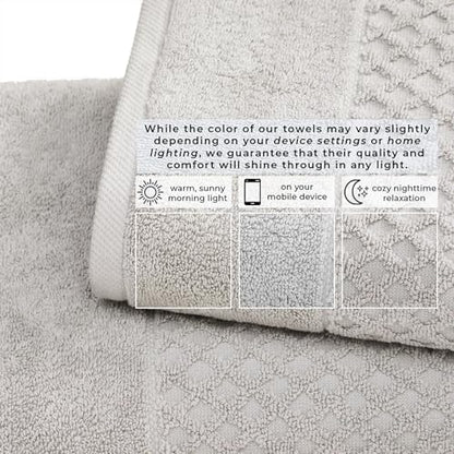 Great Bay Home Bath Towels - 100% Cotton 4 Pack 54x27 Bath Towel Set - Absorbent, Durable, Quick-Dry Towels for Bathroom (Light Grey)
